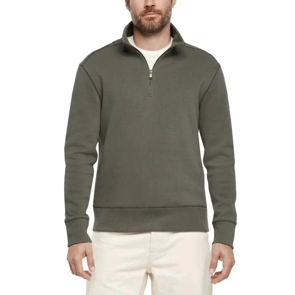 Banana Republic Men's L Olive Green Half-Zip Pullover Sweatshirt Cotton G1938